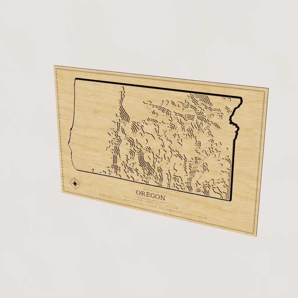 Oregon carved relief map, hero view