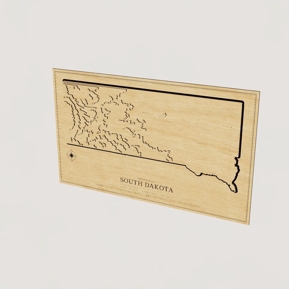 South Dakota carved relief map, hero view
