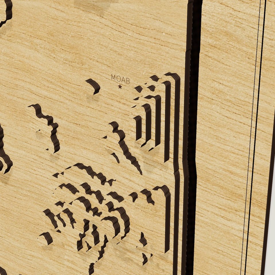 Utah carved relief map, detail view