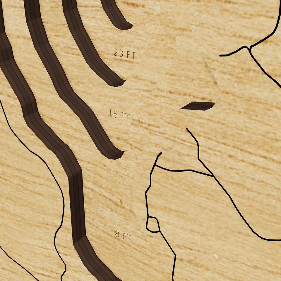 Stiles Reservoir 3D wood map, detail view