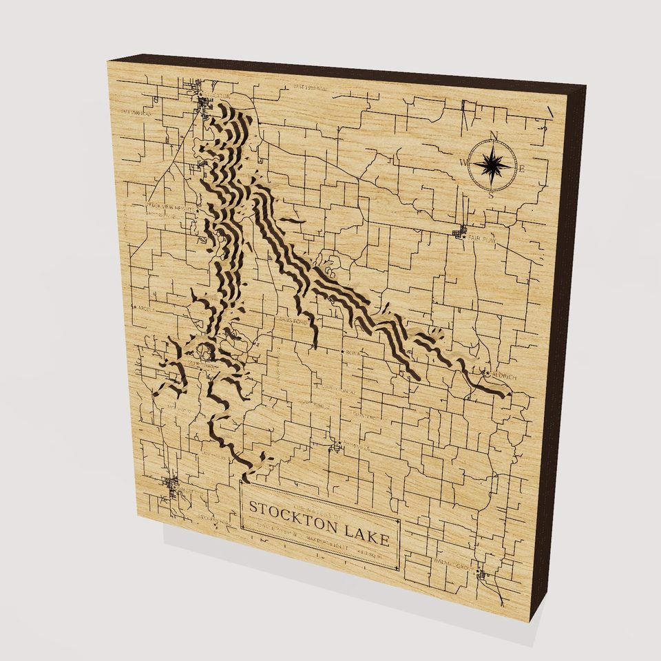 Stockton Lake 3D wood map, hero view