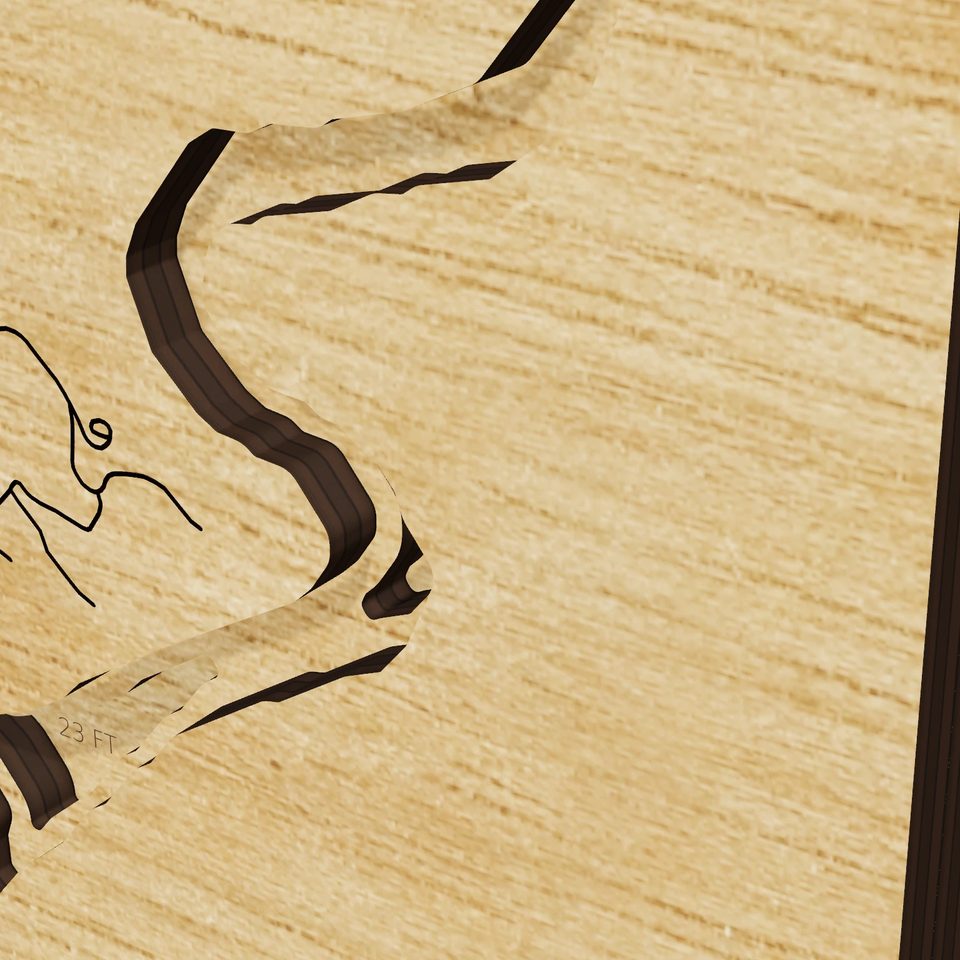 Summersville Lake 3D wood map, detail view