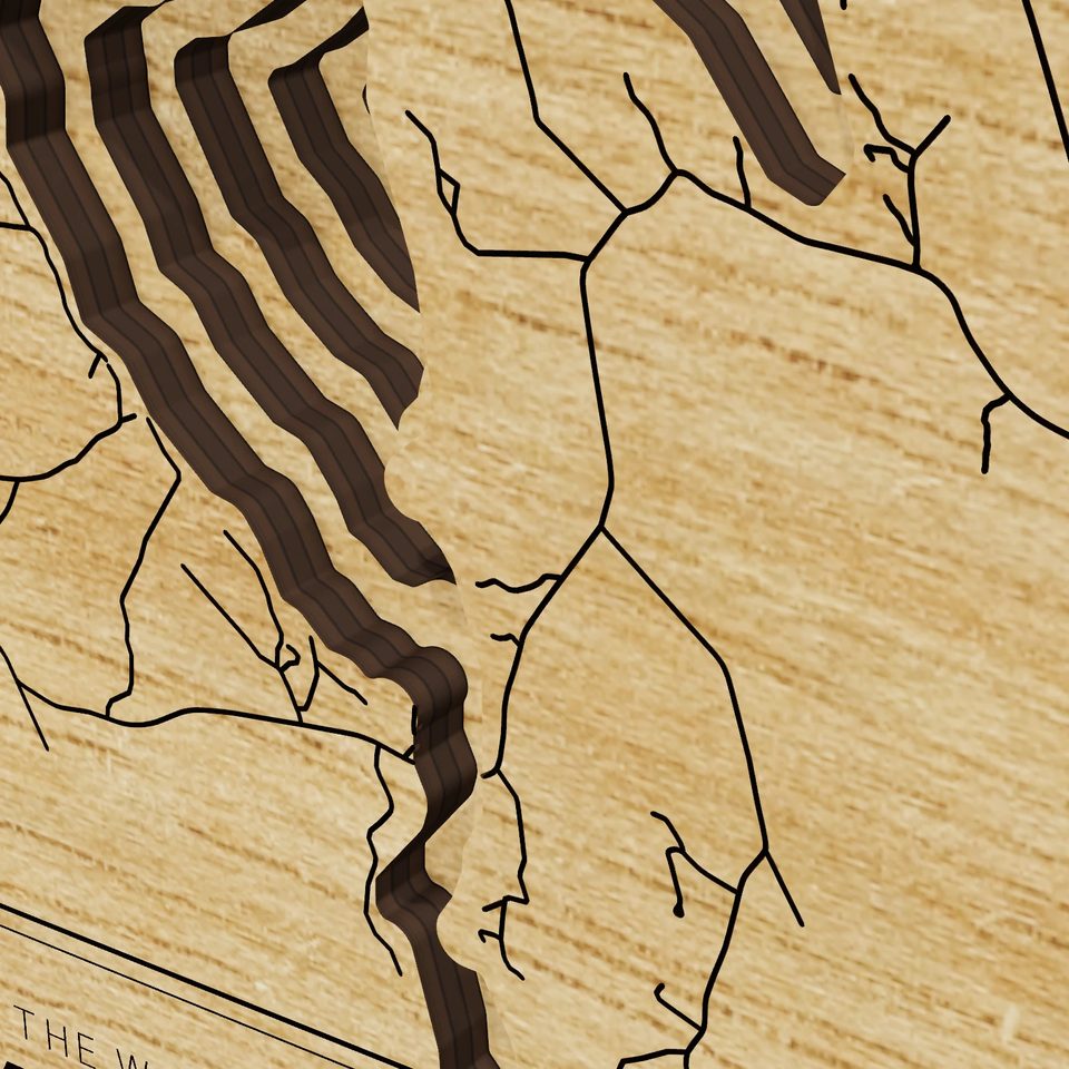 Thompson Lake 3D wood map, detail view
