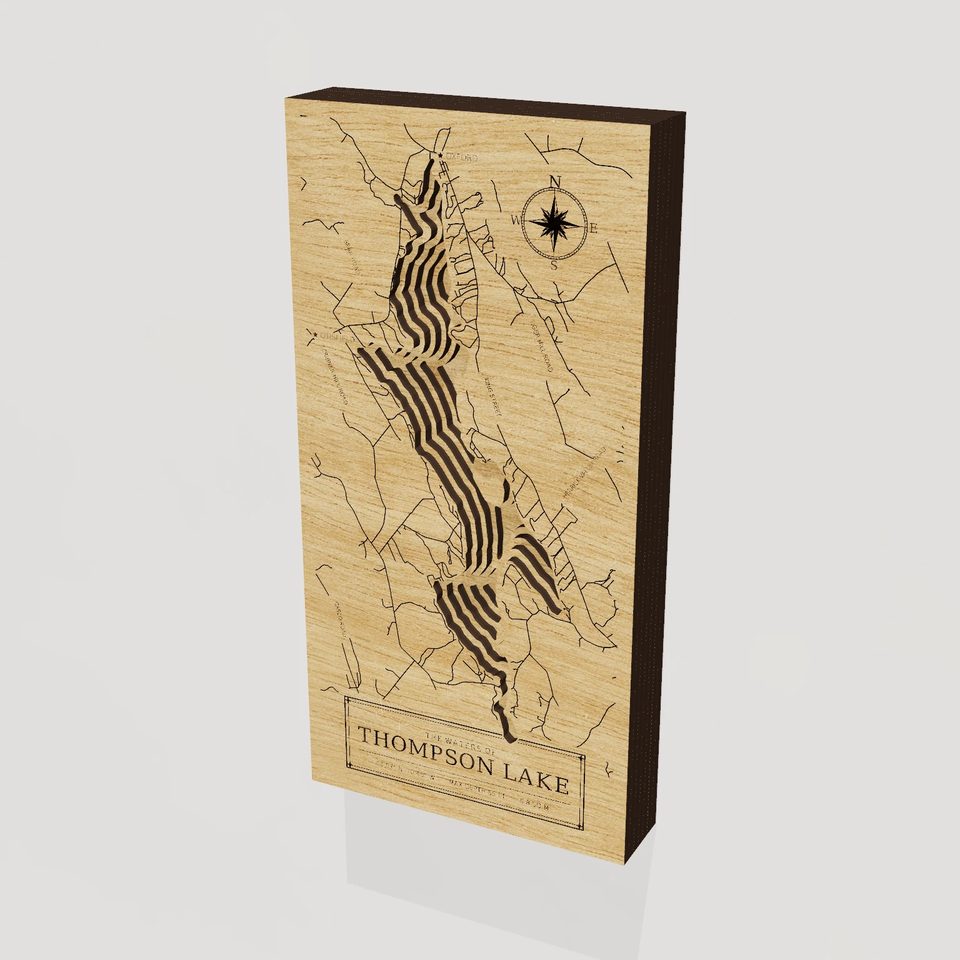 Thompson Lake 3D wood map, hero view