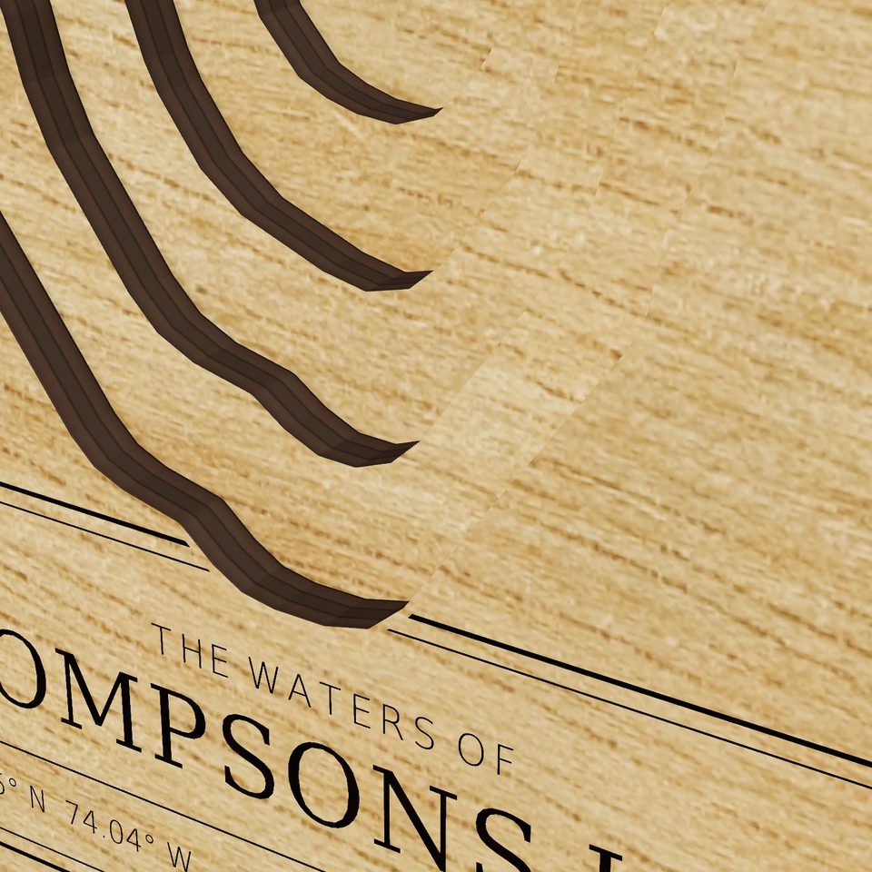 Thompsons Lake 3D wood map, detail view
