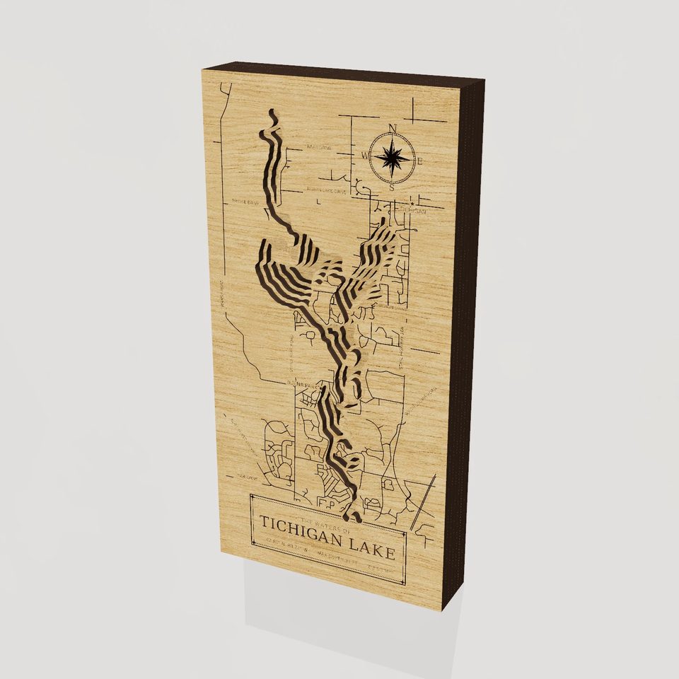 Tichigan Lake 3D wood map, hero view