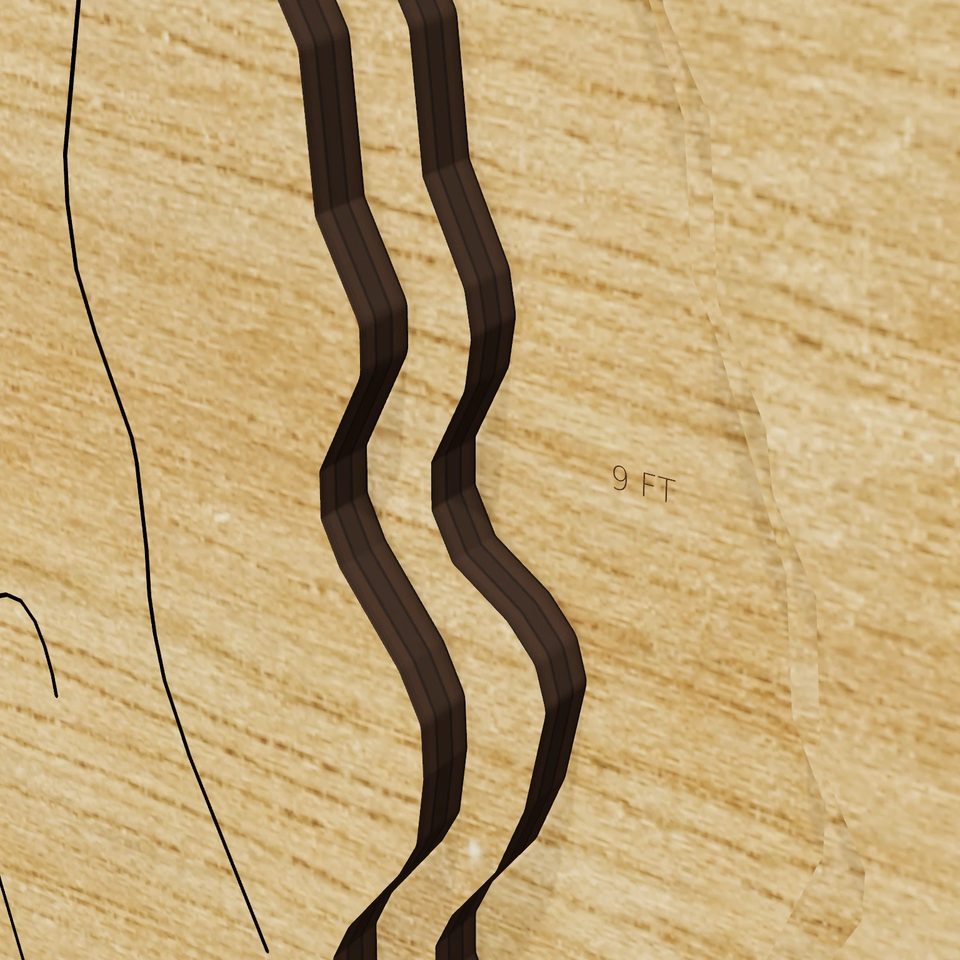 Truesdale Lake 3D wood map, detail view