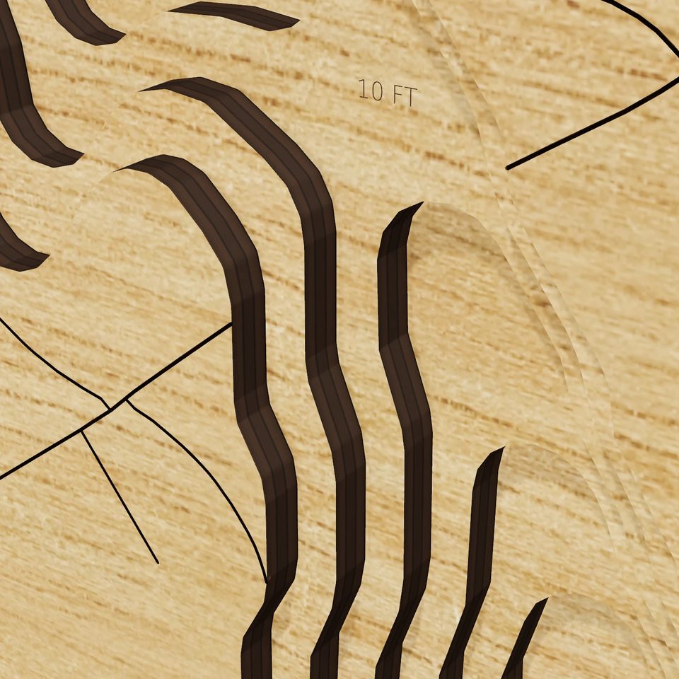 Upper Porter Pond 3D wood map, detail view