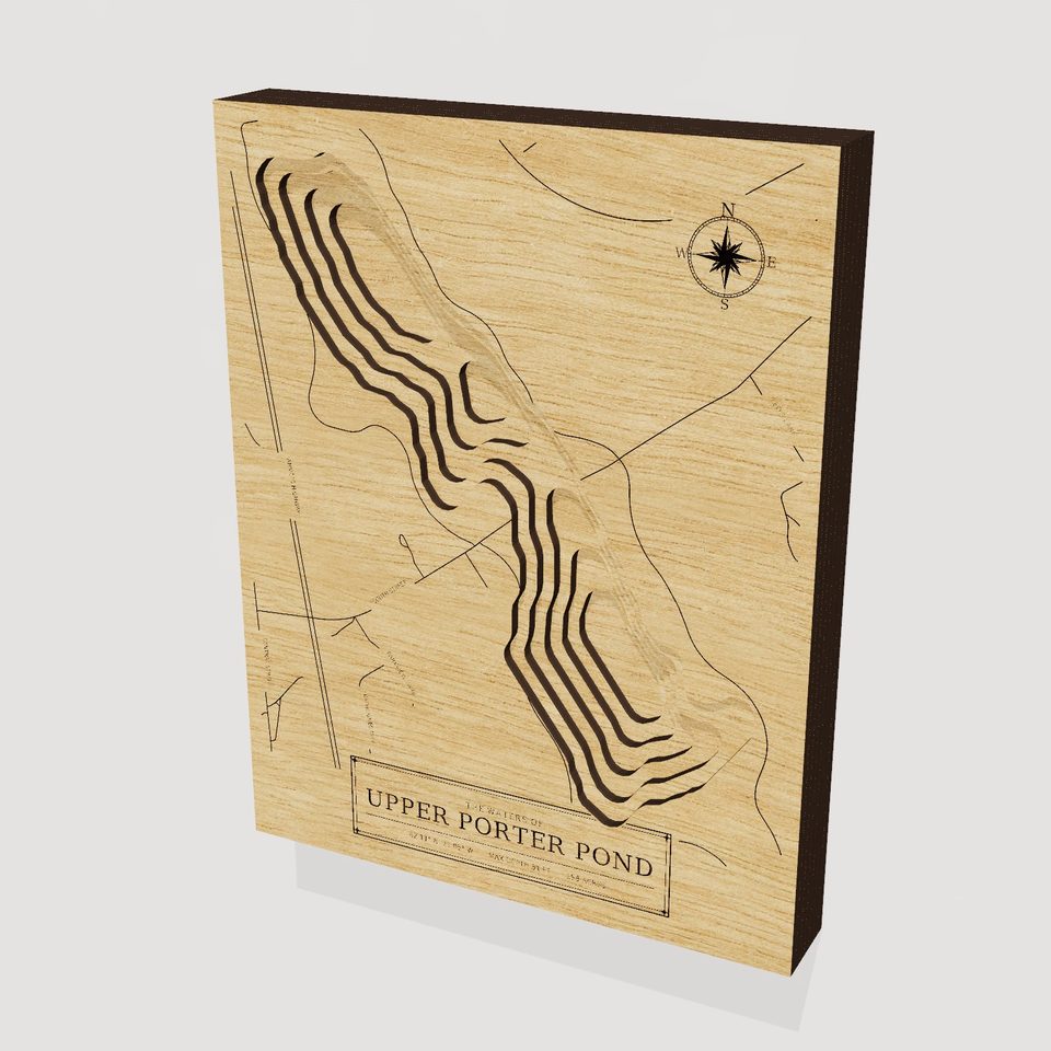 Upper Porter Pond 3D wood map, hero view