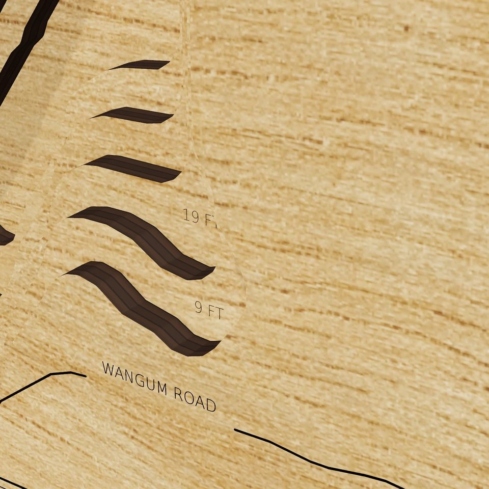 Wangum Lake 3D wood map, detail view