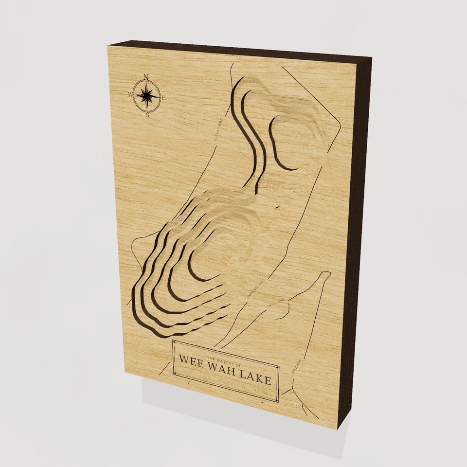 Wee Wah Lake 3D wood map, hero view