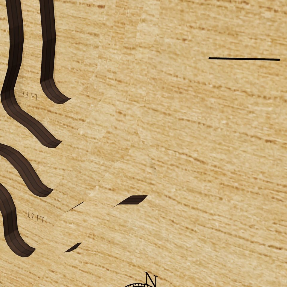 Weymouth Great Pond 3D wood map, detail view