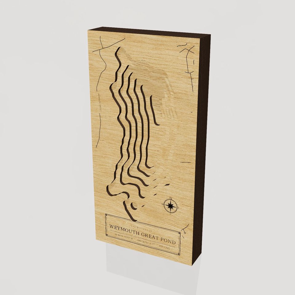 Weymouth Great Pond 3D wood map, hero view