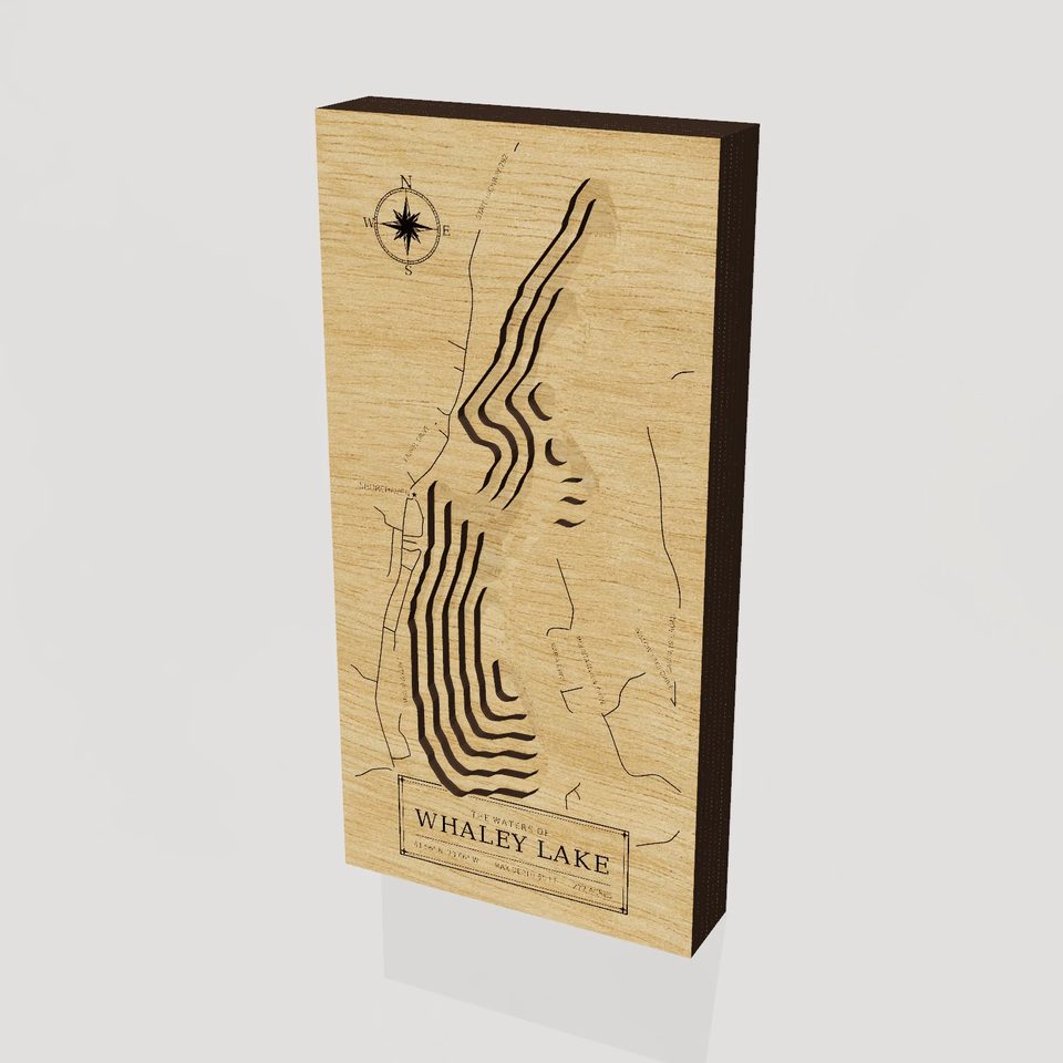 Whaley Lake 3D wood map, hero view