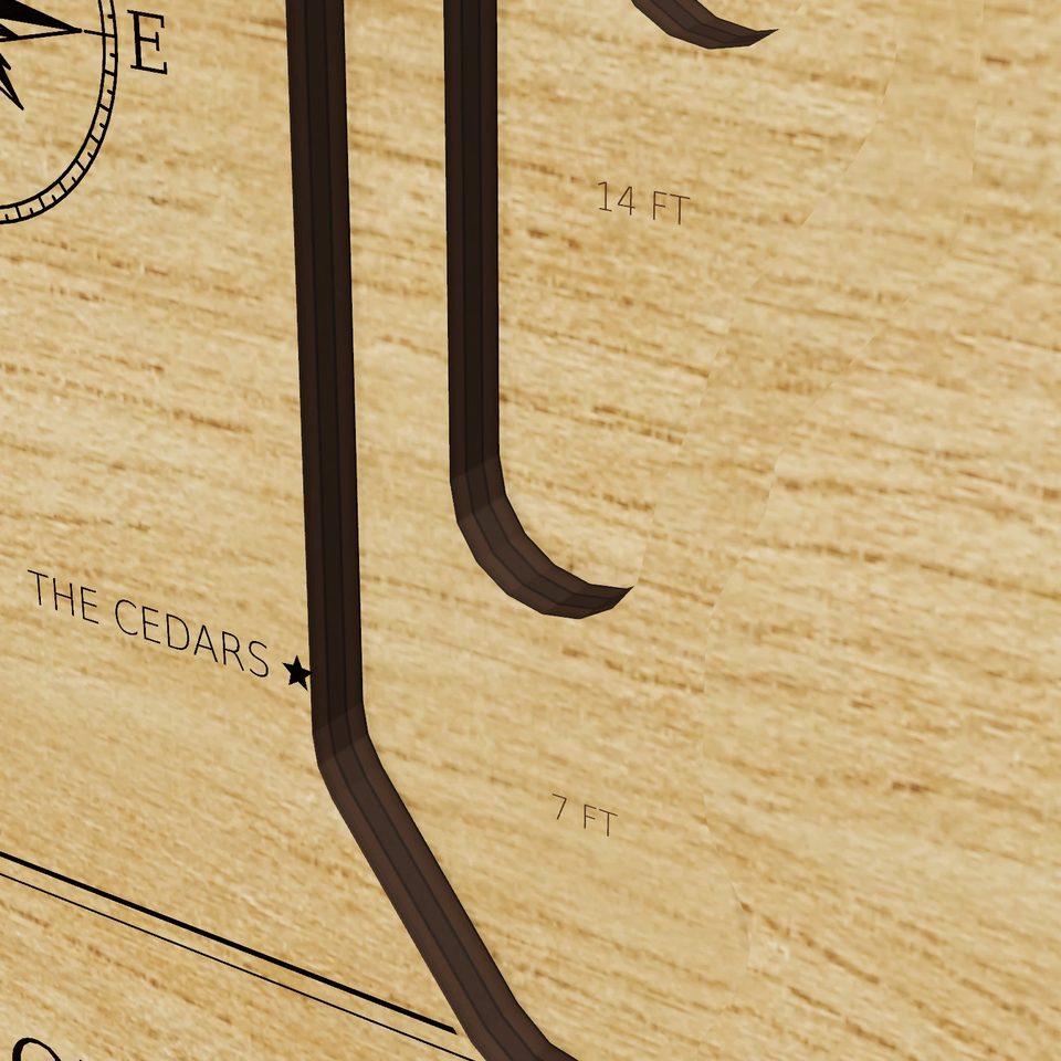 Wononpakook Lake 3D wood map, detail view